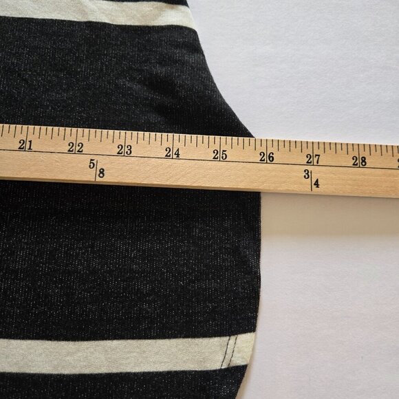 Lane Bryant Black White Rayon Horizontal Stripe High Low 3/4 Sleeve Top Sz 18/20 - Picture 10 of 15